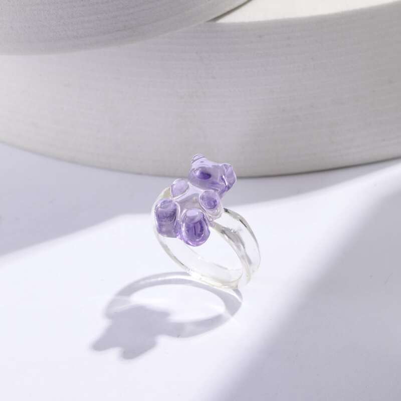 

1pc Bear Resin Ring, Purple
