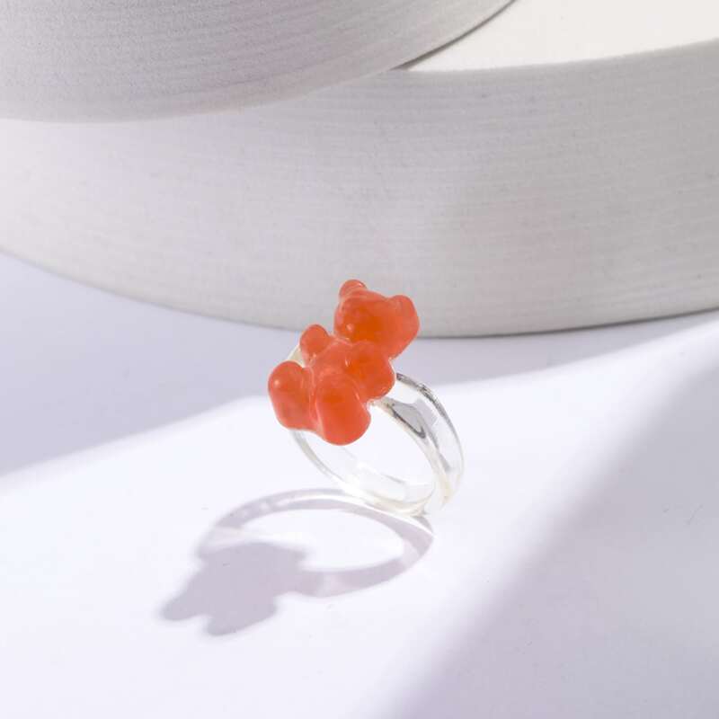 

1pc Bear Resin Ring, Red