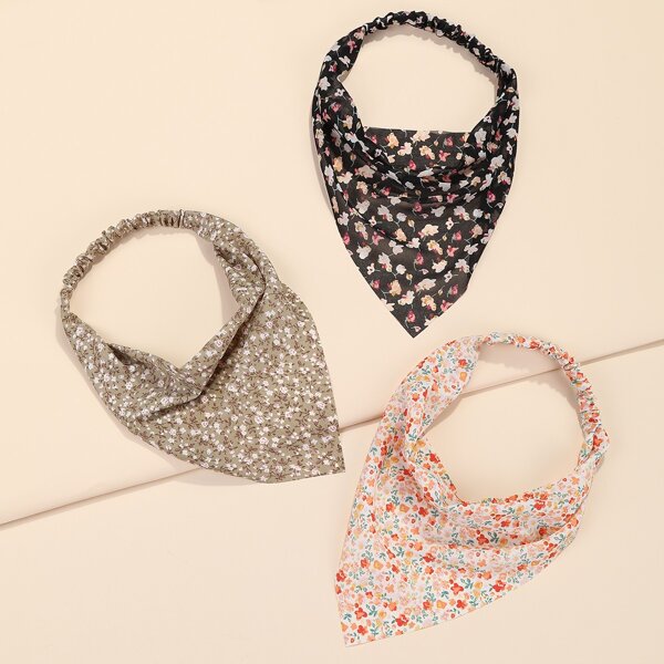 

3pcs Floral Print Hair Band, Multicolor