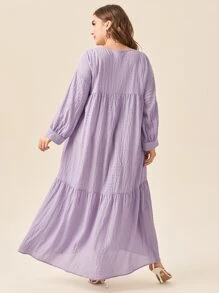 SHEIN Plus Drop Shoulder Lantern Sleeve Smock Dress - Lilac Purple - View 2