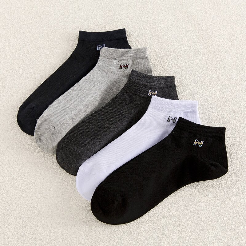 

5pairs Guys Letter Graphic Ankle Socks, Multicolor