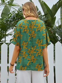 EMERY ROSE Top con estampado floral de manga murciélago - Multicolor - Ver 3