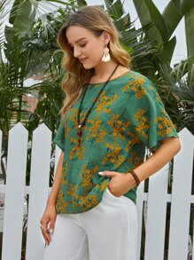 EMERY ROSE Top con estampado floral de manga murciélago - Multicolor - Ver 4