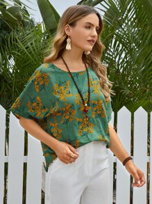 EMERY ROSE Top con estampado floral de manga murciélago - Multicolor - Ver 5