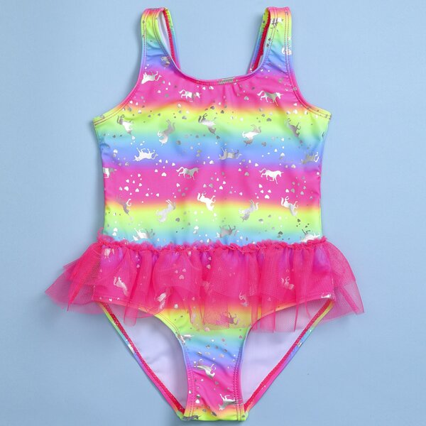 

Toddler Girls Unicorn Print One Piece Swimsuit, Multicolor