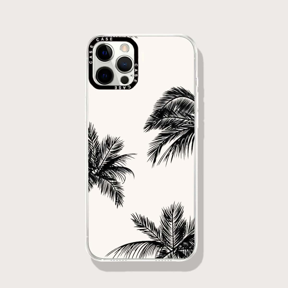 

Leaf Print Phone Case, Black
