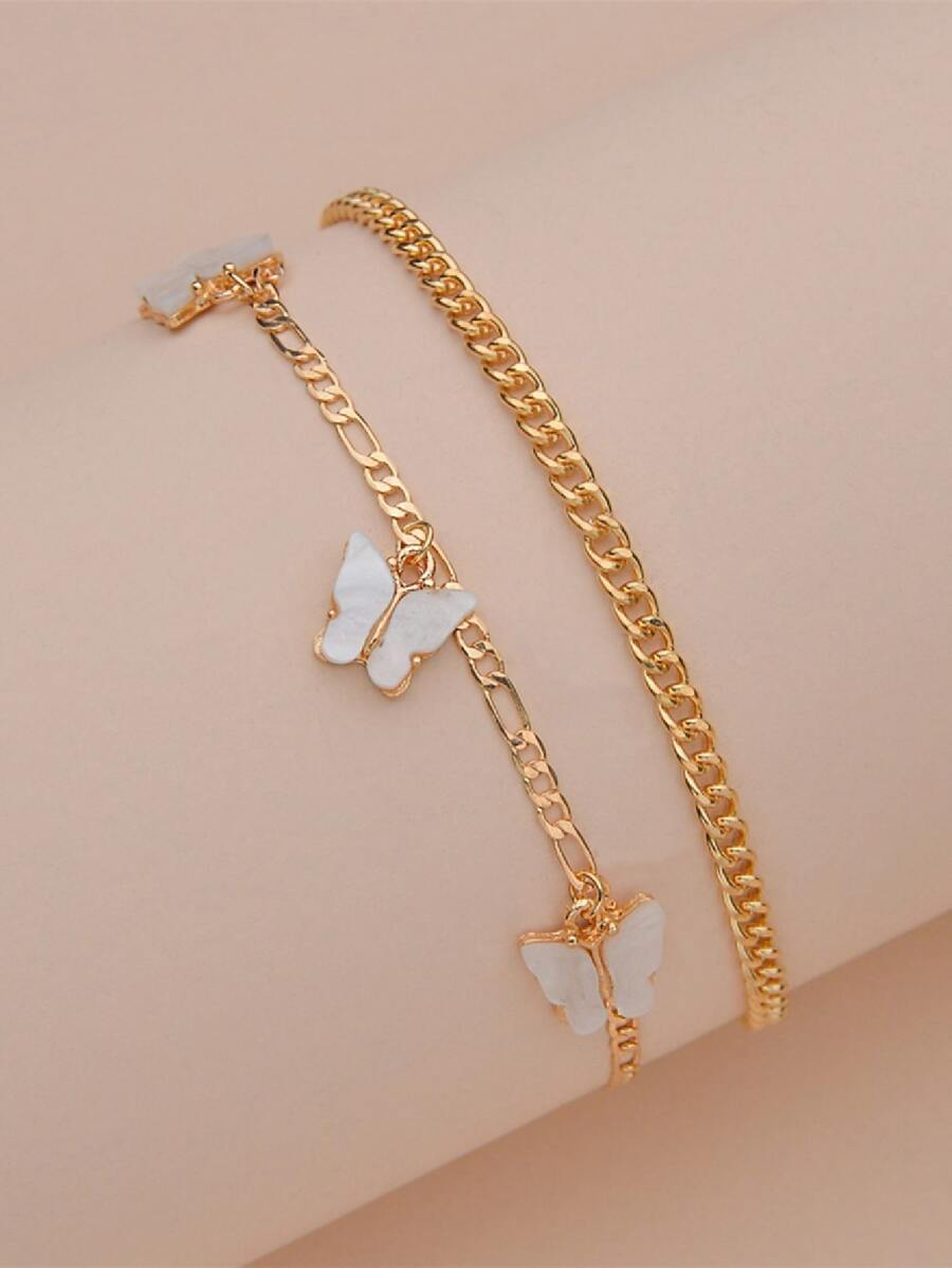 2 cái Bướm Trang Trí Vòng Chân - trắng - Xem 1