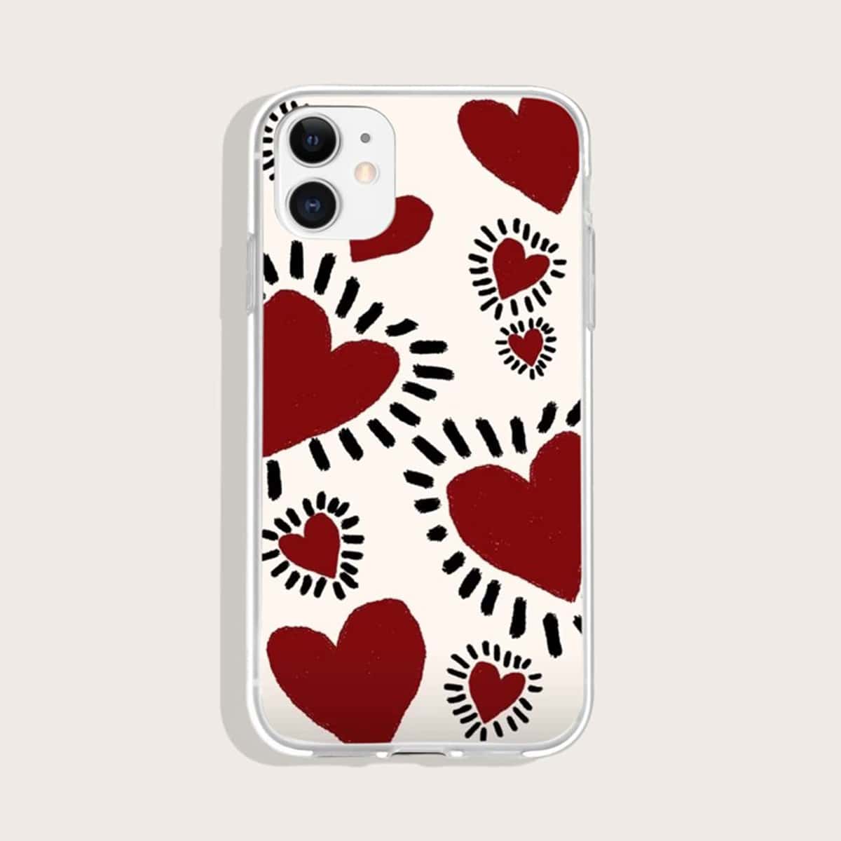 

Heart Print Phone Case, Multicolor