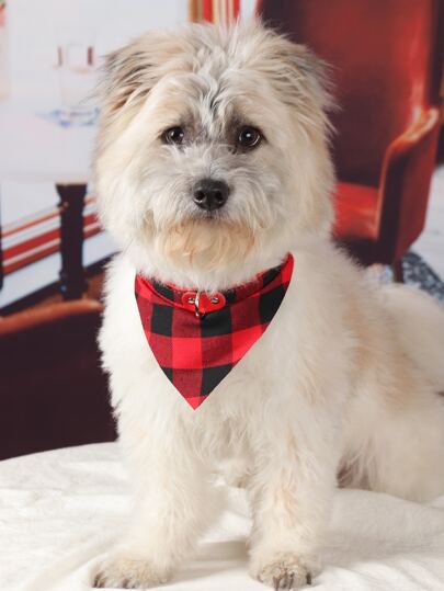 Бандана с ошейником для домашних животных в клетку | SHEIN Россия - Милейшие товары для животных