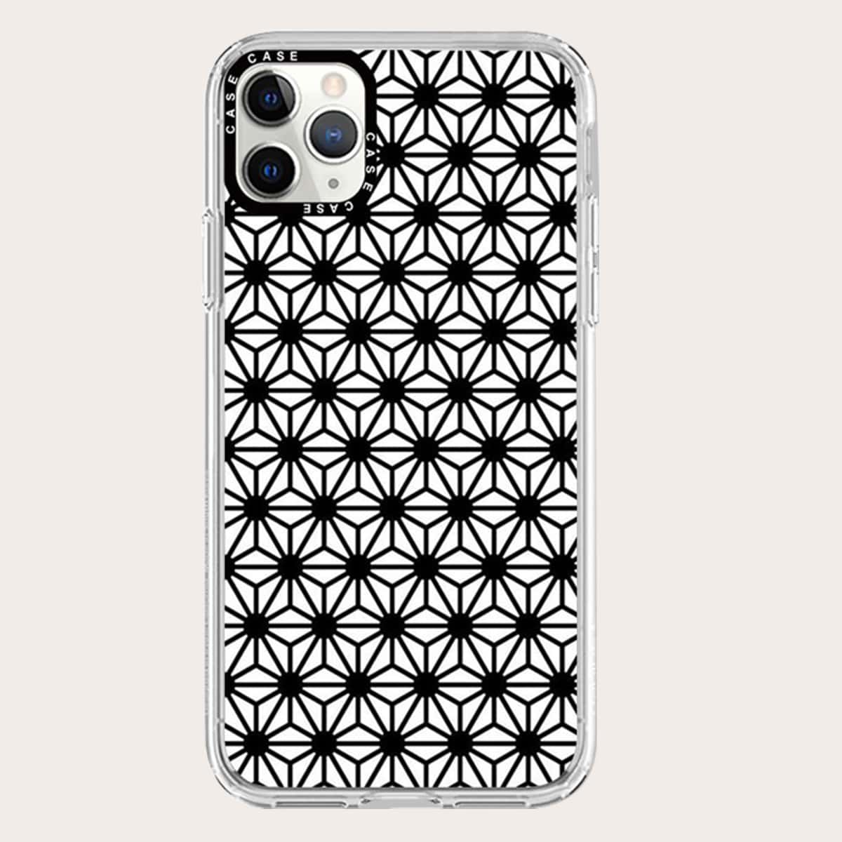 

Geometric Print Phone Case, Black