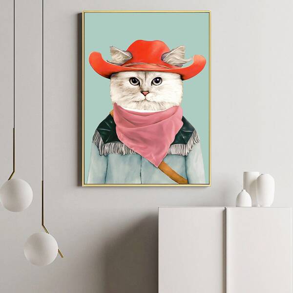 

Cat Print Unframed Painting, Multicolor