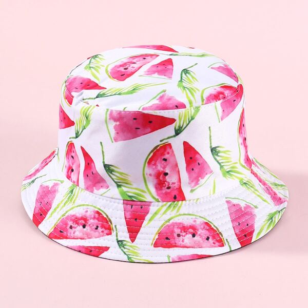 

Girls Watermelon Print Bucket Hat, Multicolor