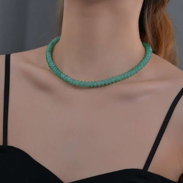 

Crystal Decor Beaded Necklace, Green