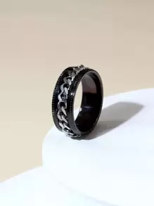 Vòng trang trí dây chuyền nam thời trang và phổ biến bằng thép không gỉ Phong cách Punk Hip Pop cho món quà trang sức và cho vẻ ngoài sành điệu - màu đen - Xem 1