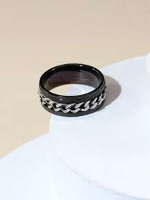 Vòng trang trí dây chuyền nam thời trang và phổ biến bằng thép không gỉ Phong cách Punk Hip Pop cho món quà trang sức và cho vẻ ngoài sành điệu - màu đen - Xem 2