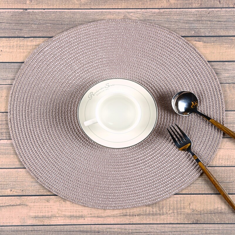 

1pc Solid Color Round Placemat, Grey
