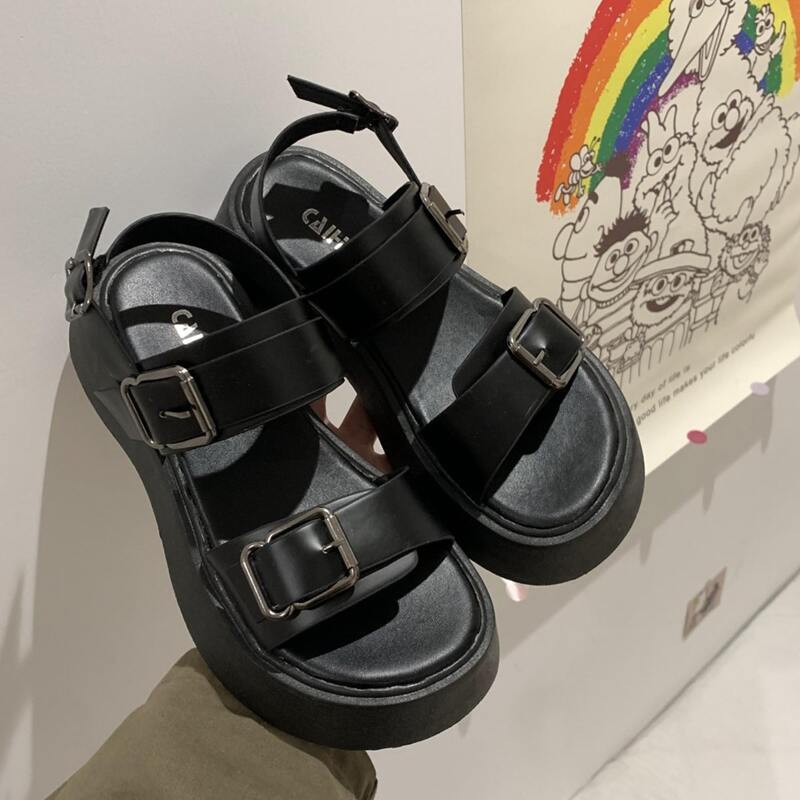 

Buckle Strap Slingback Sandals, Black