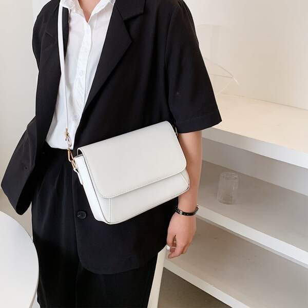 

Minimalist Flap Crossbody Bag, Beige