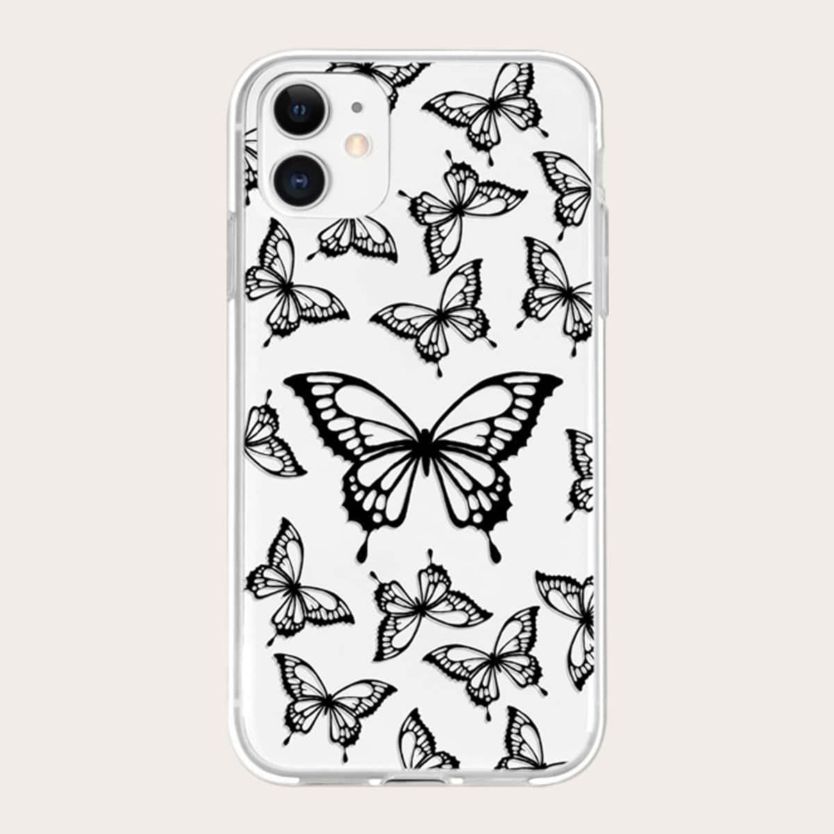 

Butterfly Print Phone Case, Black