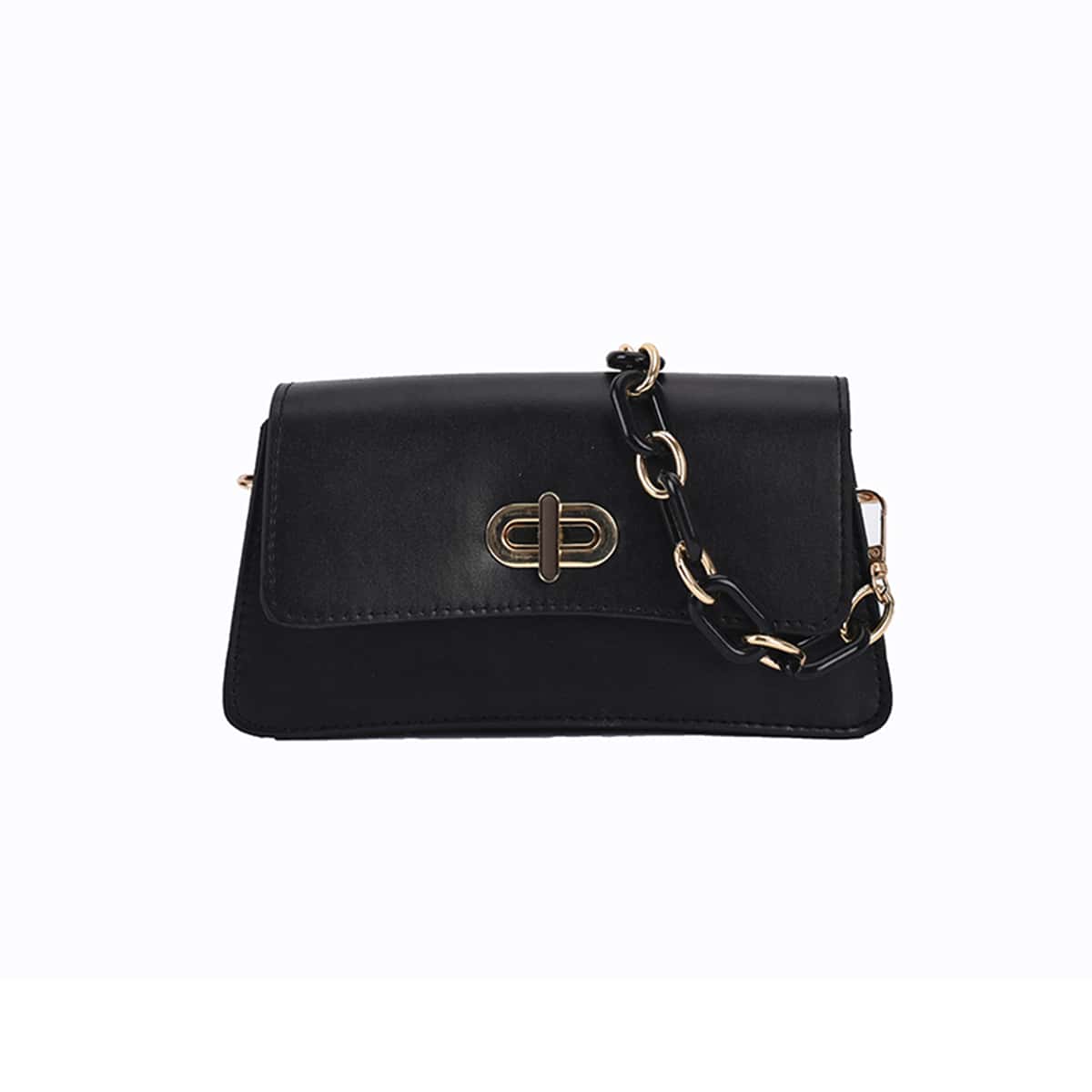 

Solid Twist Lock Crossbody Bag, Black