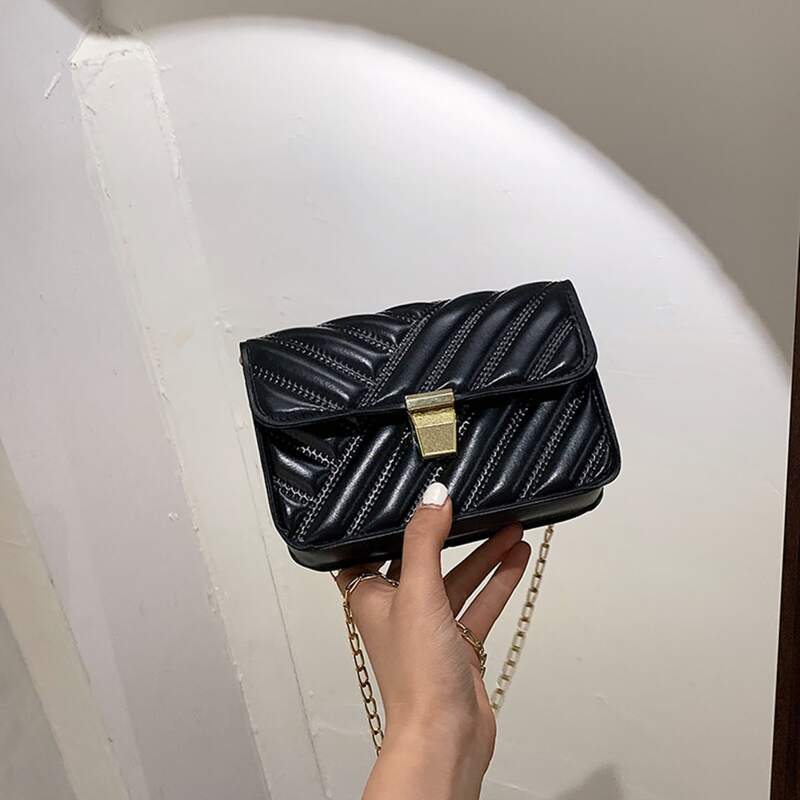 

Quilted Chain Crossbody Bag, Black