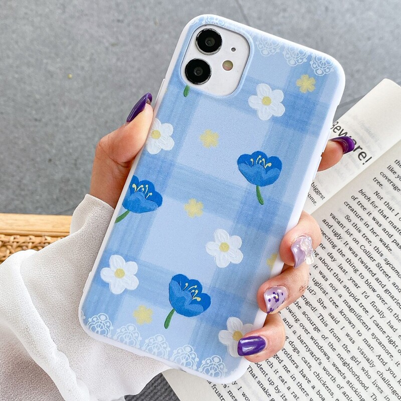 

Floral Print Phone Case, Blue