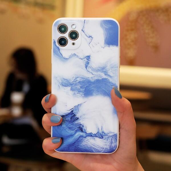 

Abstract Fluid Pattern Phone Case, Blue and white