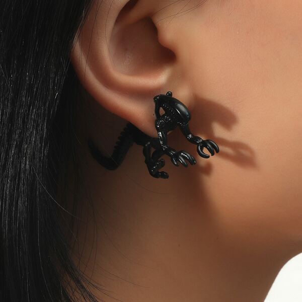 

1pc Dinosaur Design Earring, Black