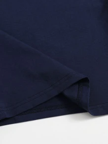 SHEIN EZwear Camiseta ringer de cuello redondo - Azul Marino - Ver 4