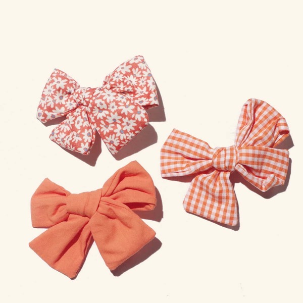 

3pcs Toddler Girls Bow Decor Hair Clip, Multicolor
