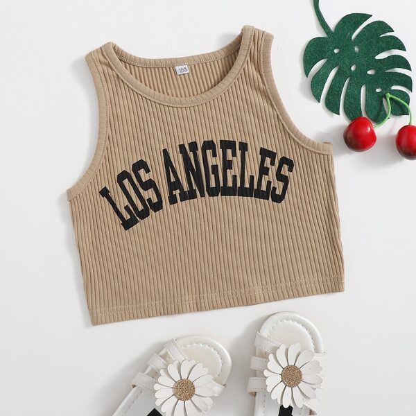 

Toddler Girls Letter Graphic Tank Top, Khaki