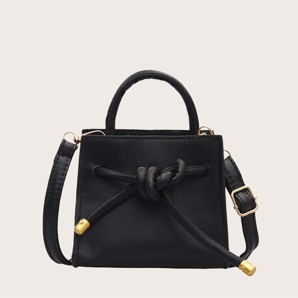 

Girls Knot Decor Satchel Bag, Black