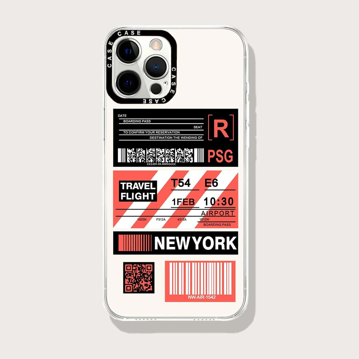 

Air Ticket Print Phone Case, Multicolor