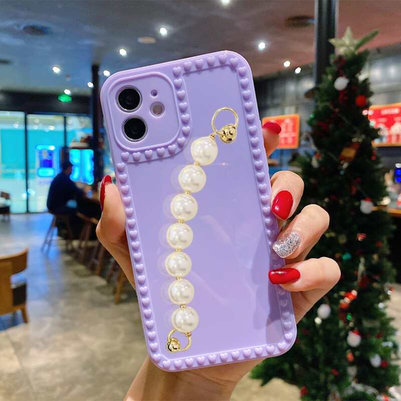 

Pearl Hand Strap Phone Case, Purple