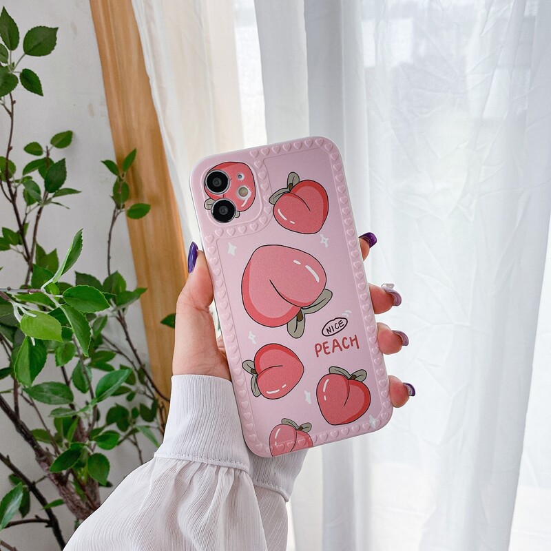 

Peach Print Phone Case, Pink