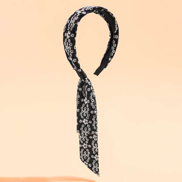 

Floral Embroidery Headband, Navy blue
