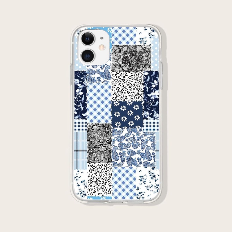 

Patchwork Print Phone Case, Clear