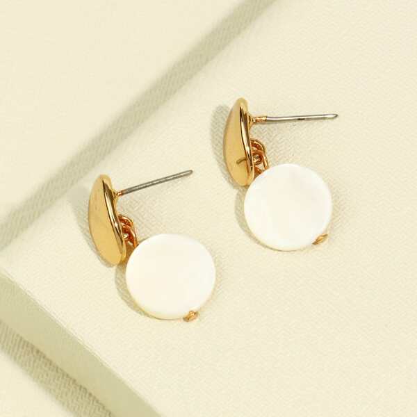 

Round Drop Earrings, Gold