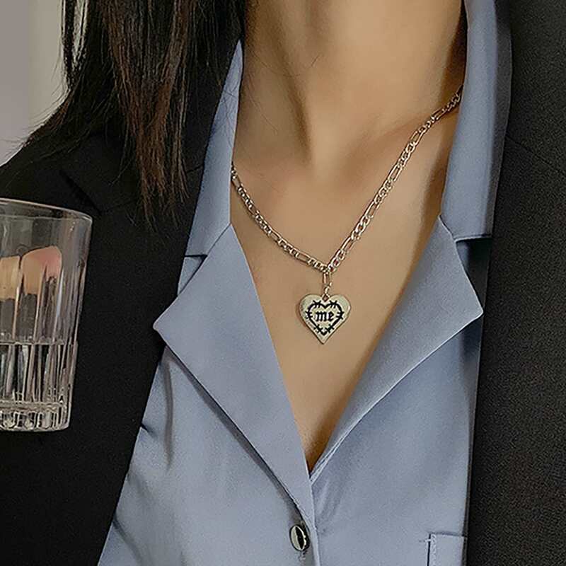 

Heart Pendant Necklace, Silver