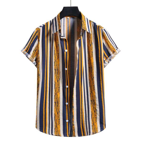 

Men Striped Button Up Shirt, Multicolor