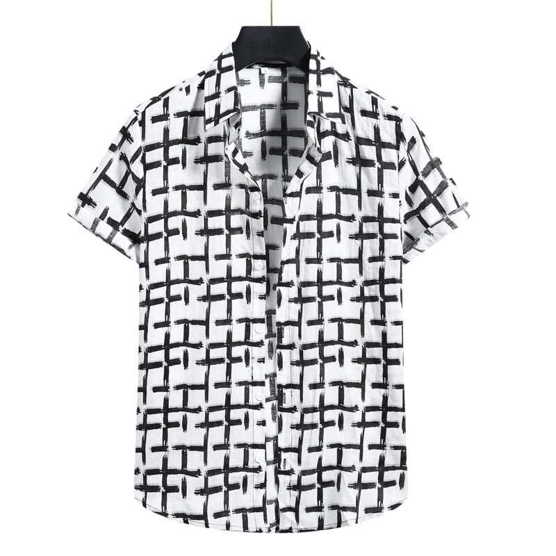 

Guys Plaid Button Up Shirt, Black and white