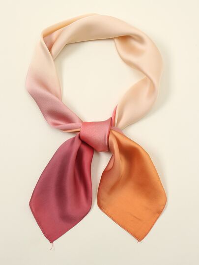 漸變圖案撞色方巾