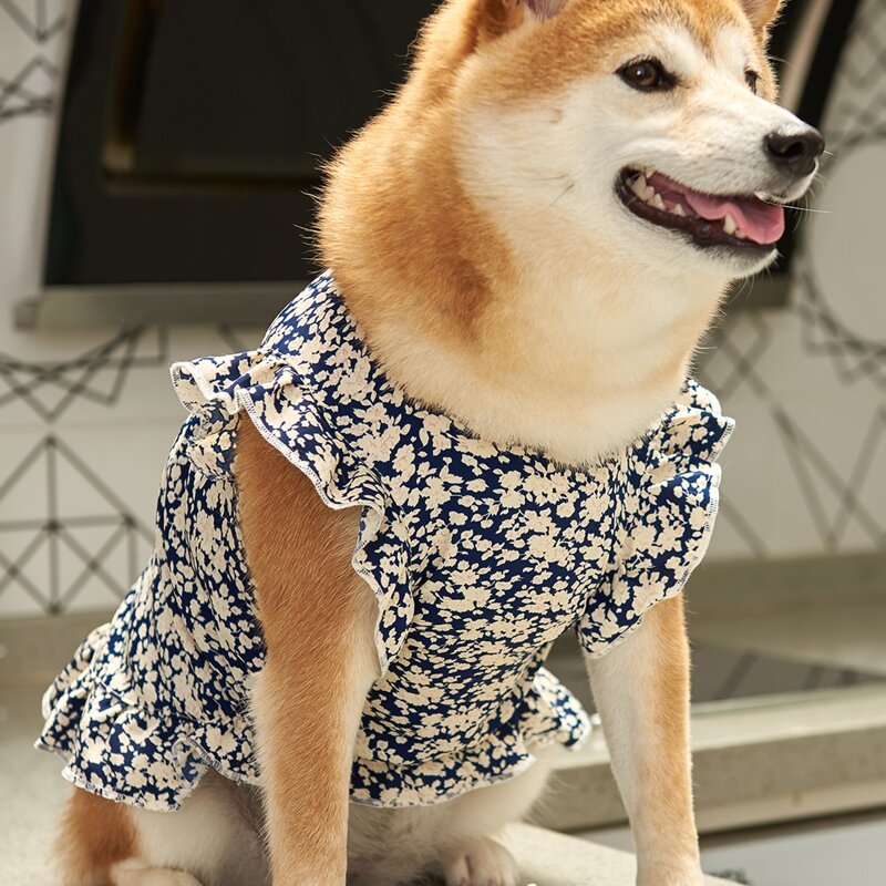 

Flower Print Pet Dress, Blue