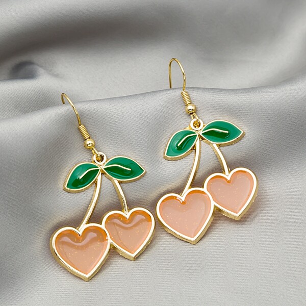 

Heart Decor Drop Earrings, Orange