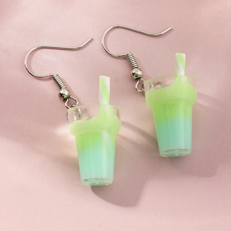 

Drink Bottle Drop Earrings, Green