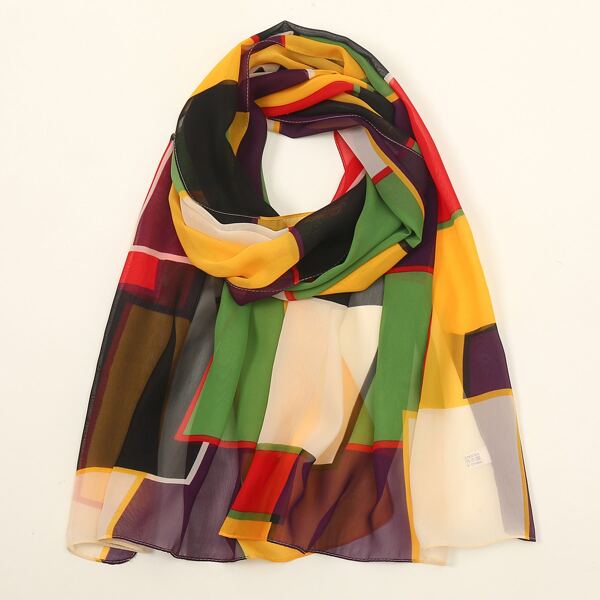 

Color Block Scarf, Olive green