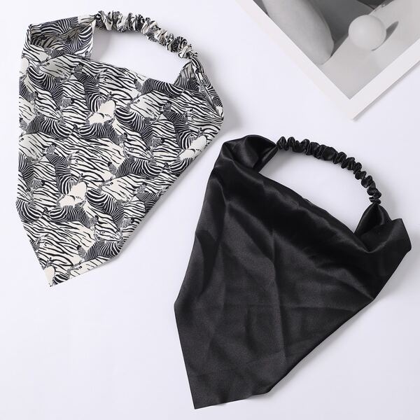 

2pcs Animal Print Hair Band, Black