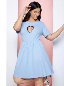 SHEIN Vestidos Tallas Grandes Cut-out Elegante - Celeste - Ver 3