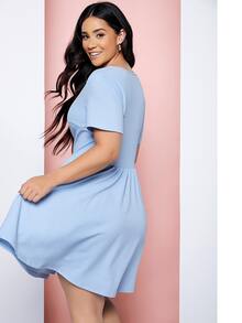 SHEIN Vestidos Tallas Grandes Cut-out Elegante - Celeste - Ver 4