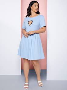 SHEIN Vestidos Tallas Grandes Cut-out Elegante - Celeste - Ver 5